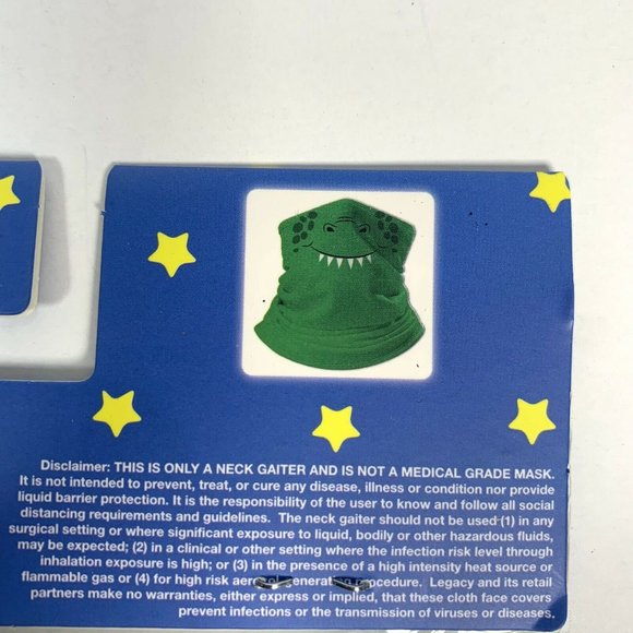 (3) Green Dinosaur Kid's Neck Gaiter Face Cover - Picture 5 of 5